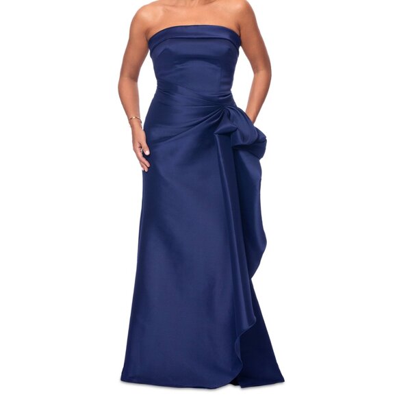 Xscape Dresses & Skirts - Xscape Navy Blue Strapless Cascade Ruffle Mermaid Gown Dress